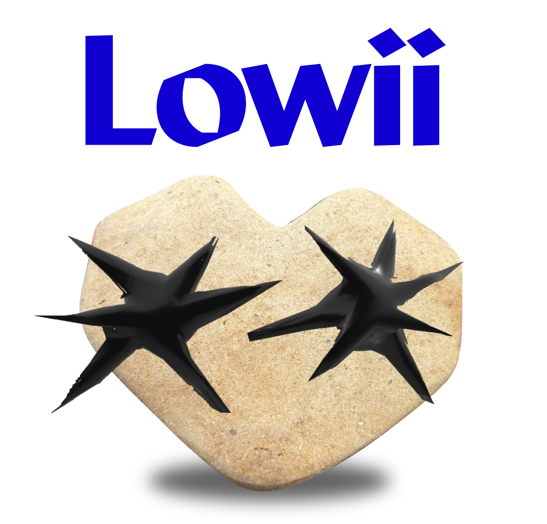 Socha Lowii ve tvaru srdce s kovovými hvězdnými očima