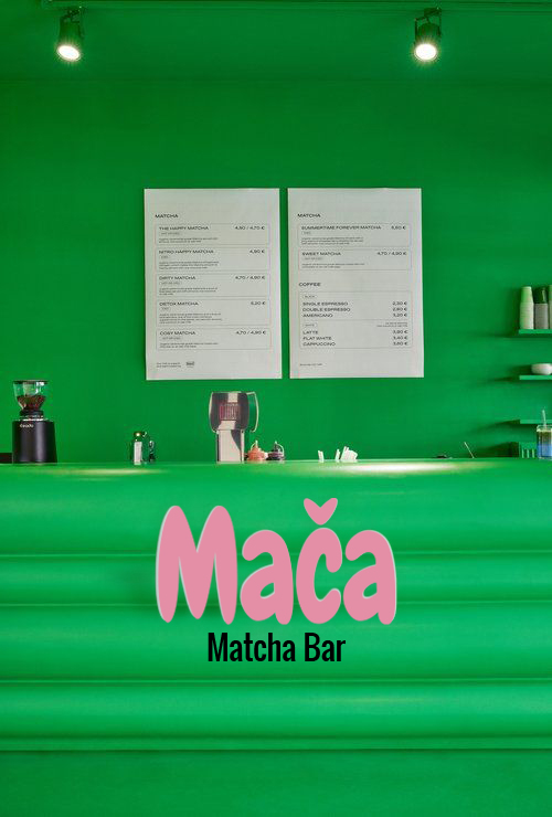 Interiér matcha baru Mača v Plzni